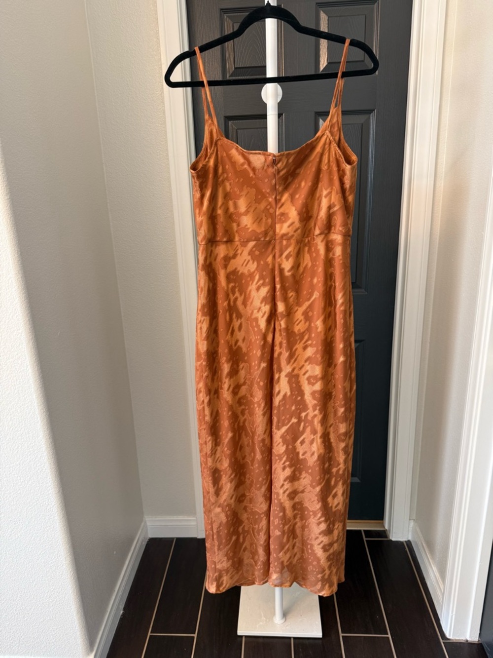 Hutch Rust-Orange Satin Slip Midi Dress - Picture 2 of 5